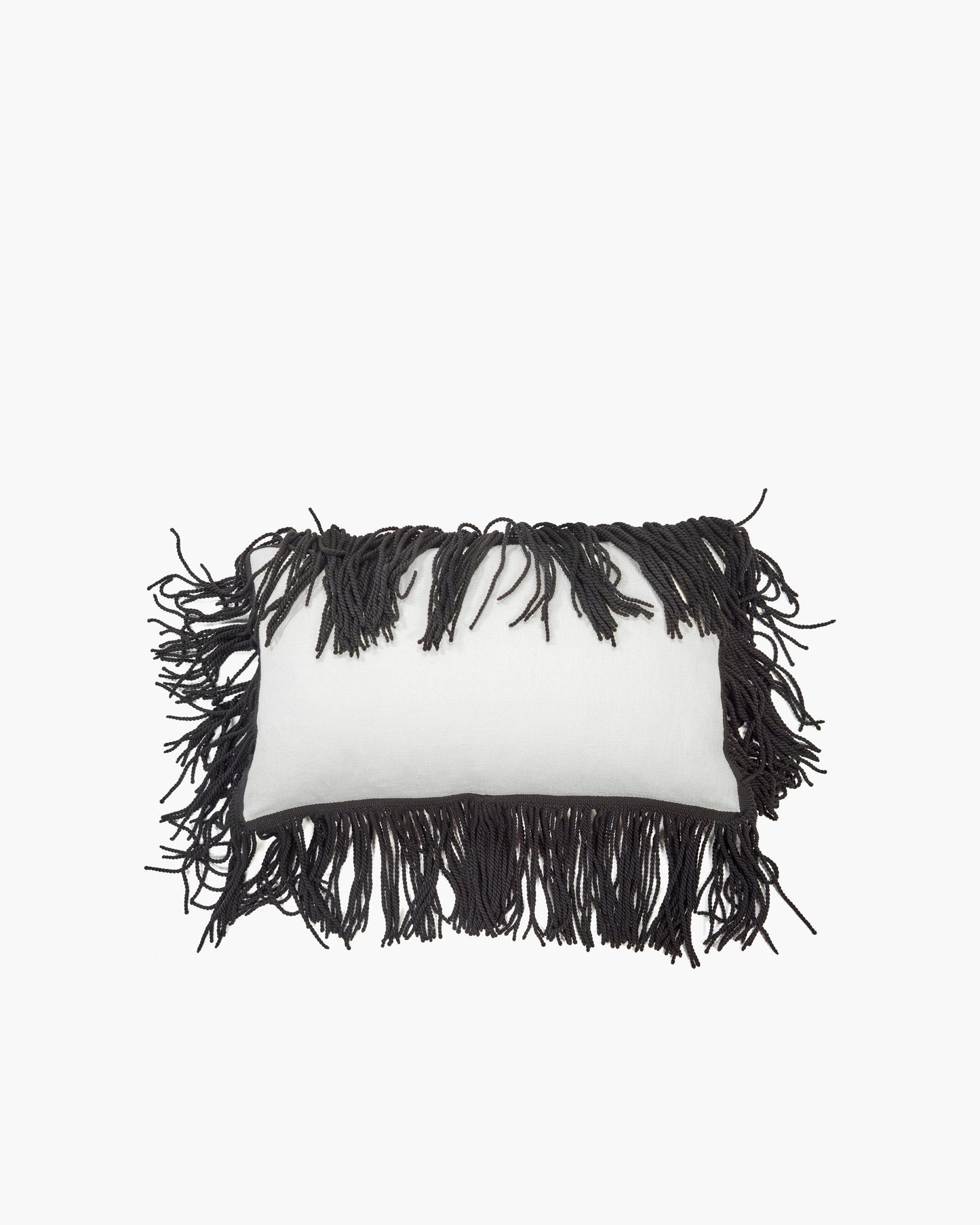 Extra cushion white with black fringes Frou