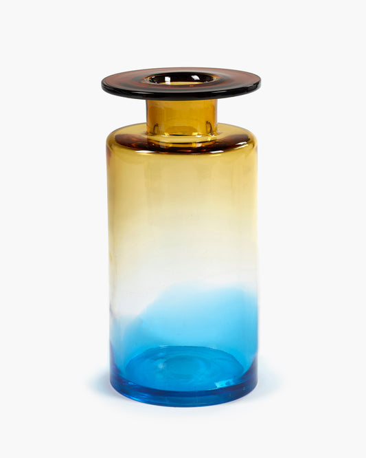 Vase L blue/amber Wind &amp; fire