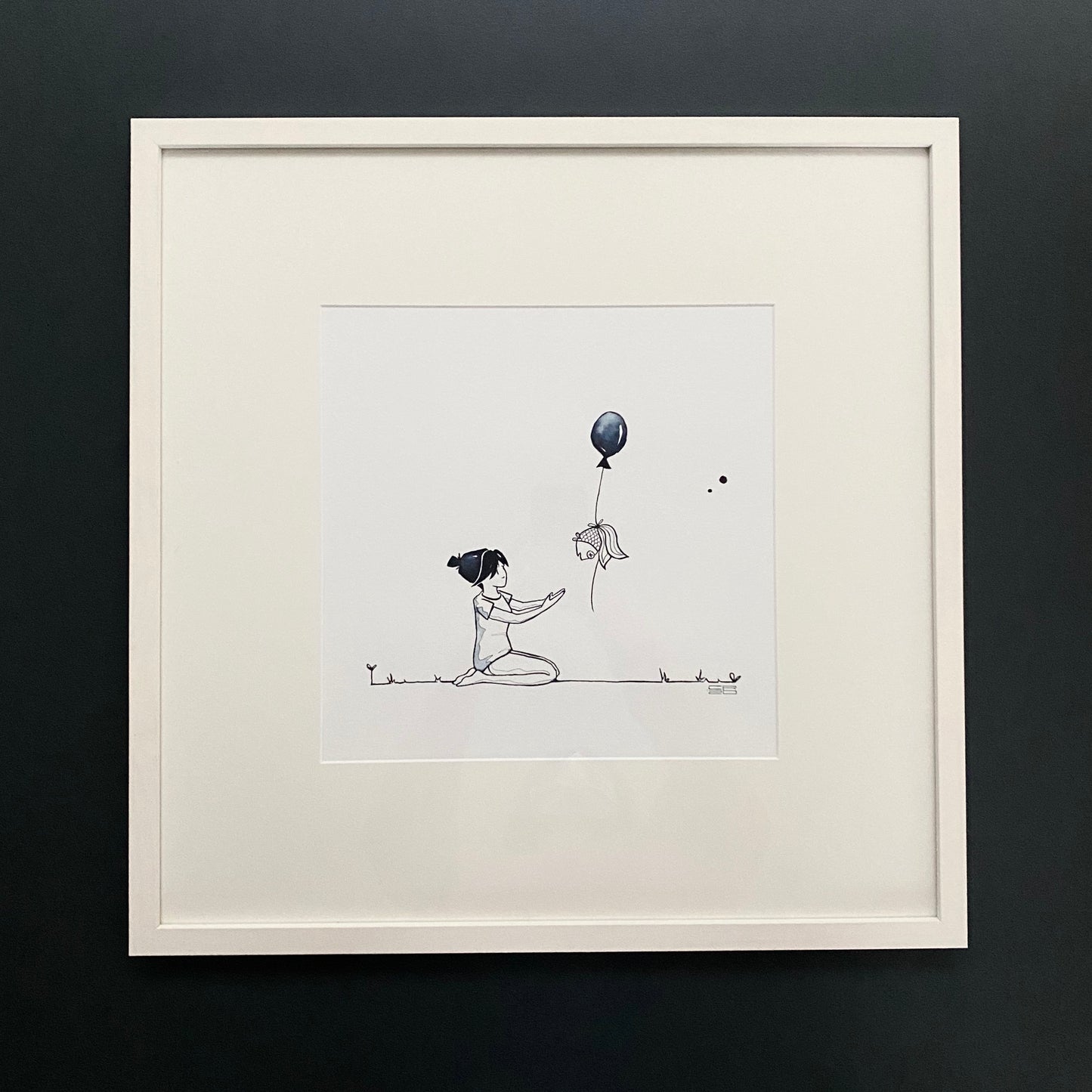 CAROLINE RUSS "LOSS No. 5 ACCEPTANCE" / ILLUSTRATION FRAMED