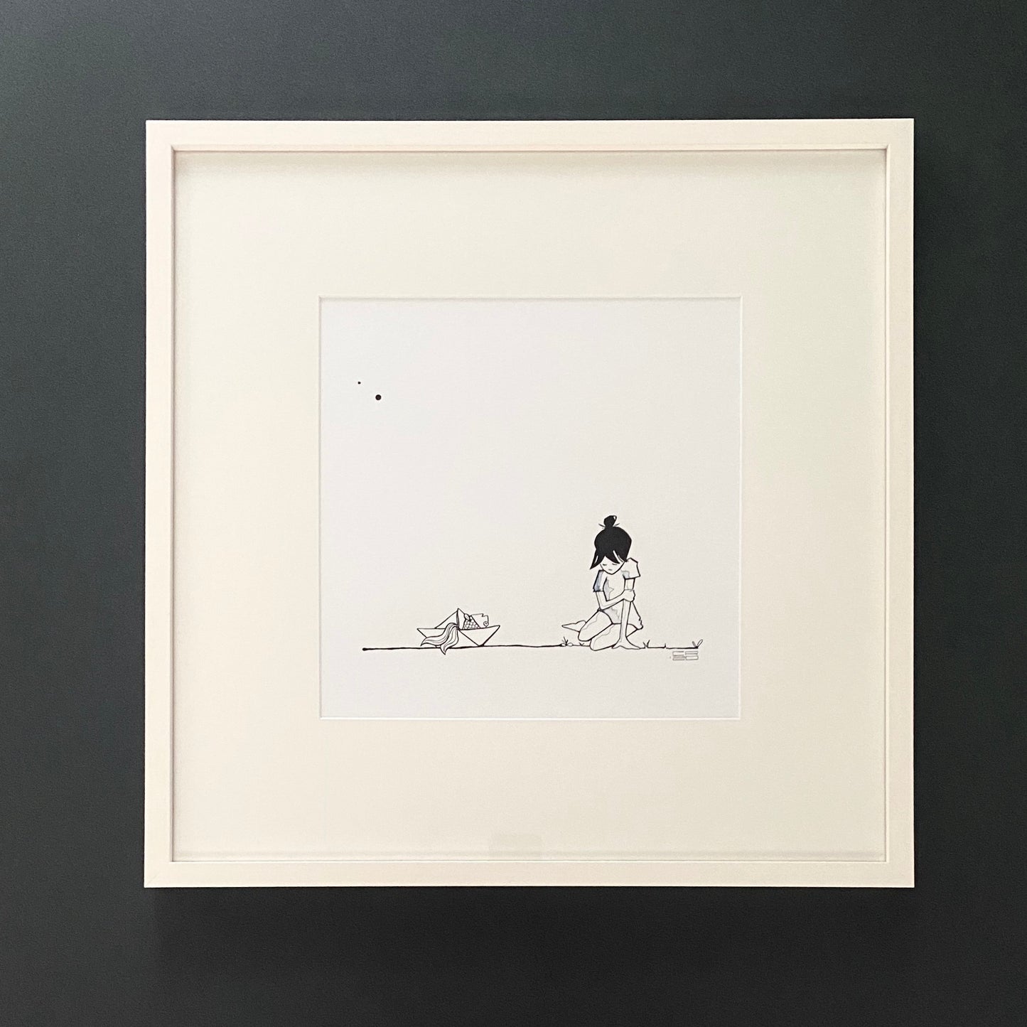 CAROLINE RUSS "LOSS NO.1 DENIAL" / ILLUSTRATION FRAMED